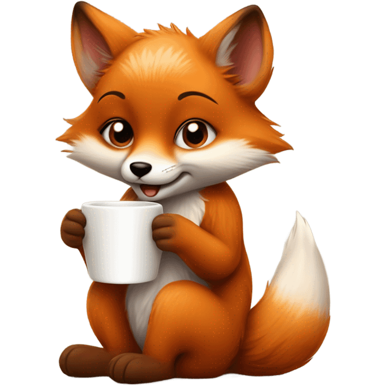 Baby Fox holding coffee emoji