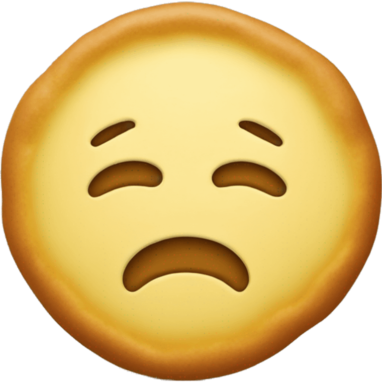 yellow round emoji head with closed eyes, tongue out and with thick dough on face emoji