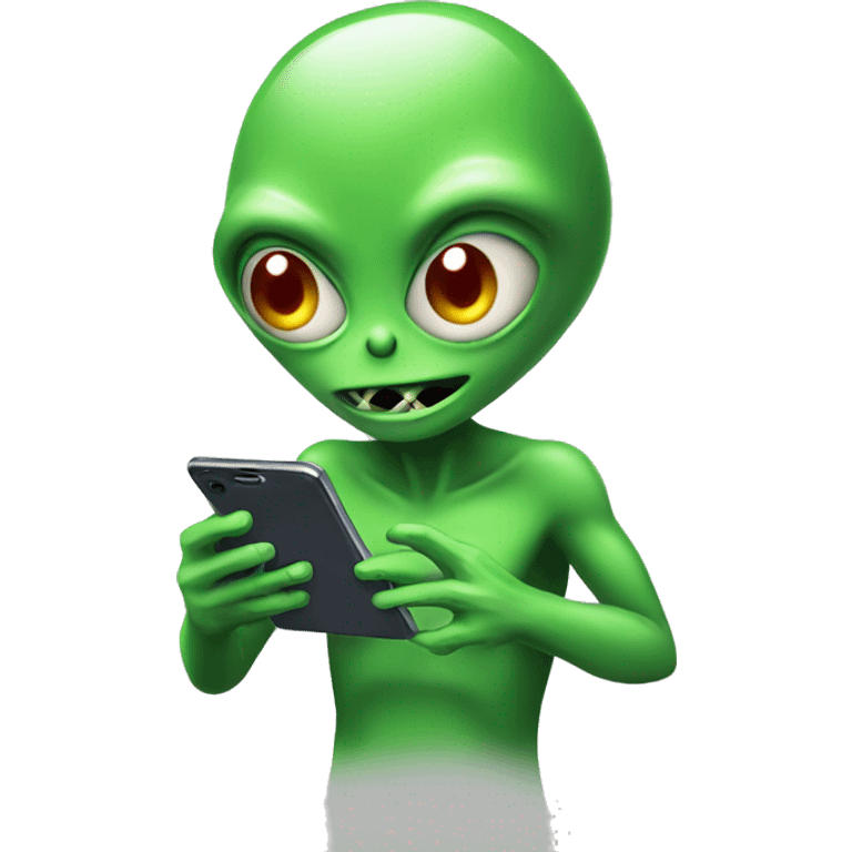 alien playing smartphone games emoji