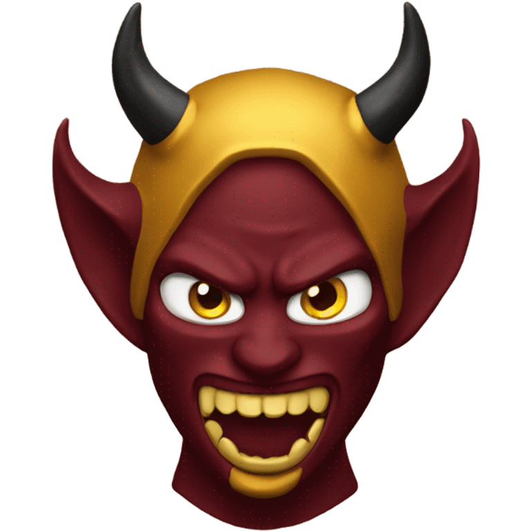 Maroon and gold devil emoji