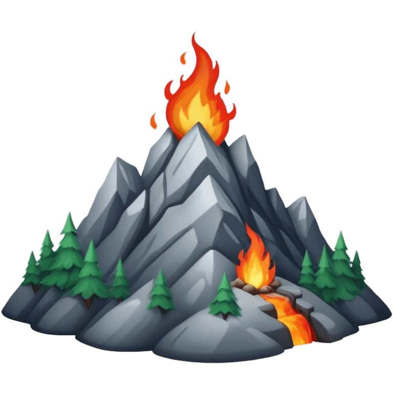 mountain with fire emoji