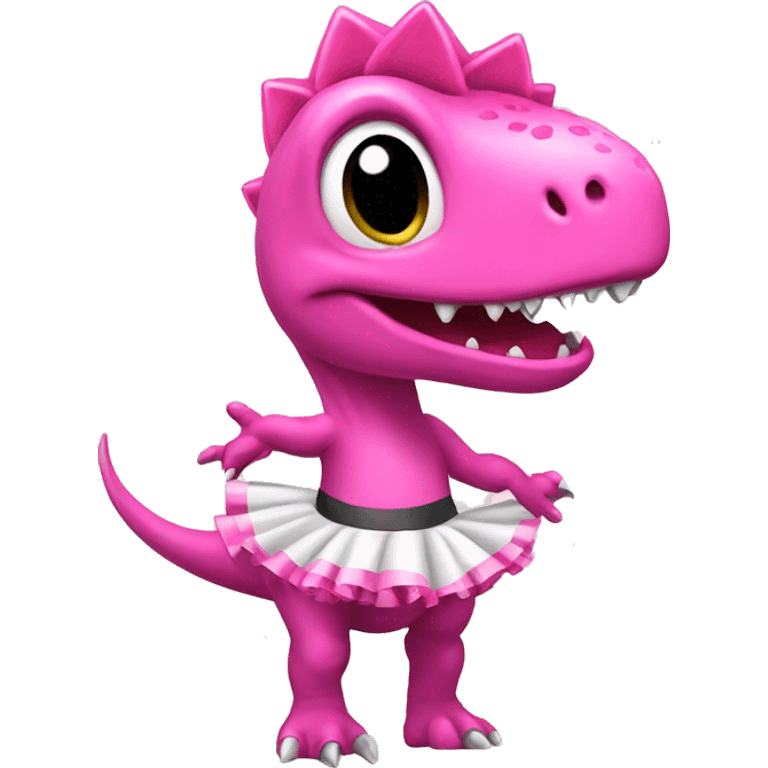 cheerleader dinosaur in a pink tutu and pink bow emoji