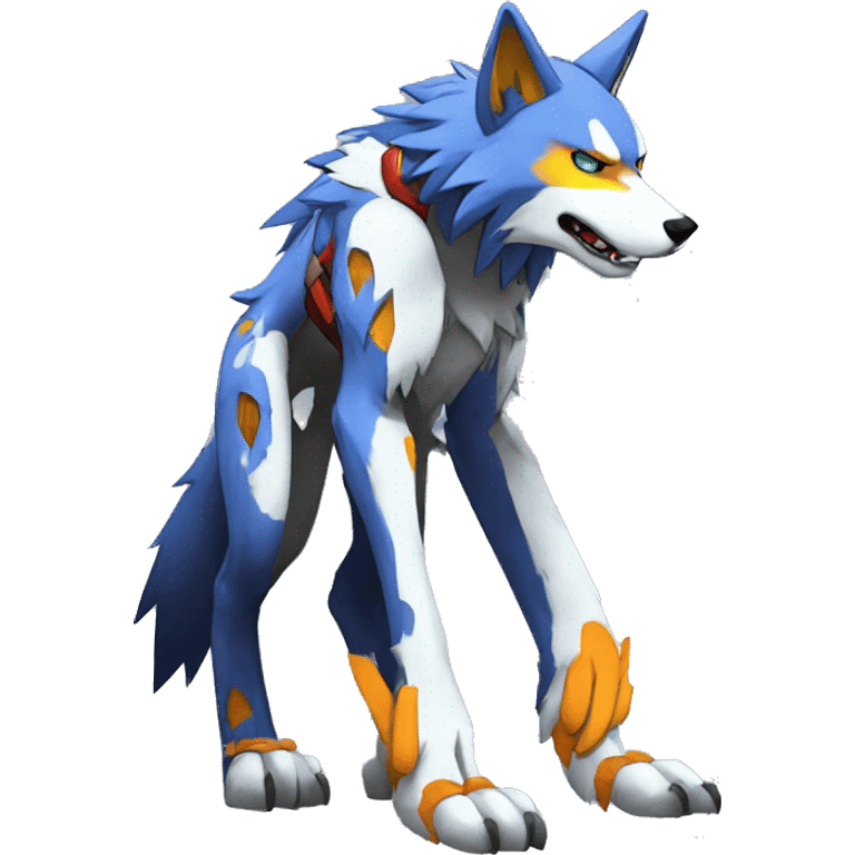  Cool Edgy Colorful Digimon-Fakemon-Wolf with edgy markings full body emoji