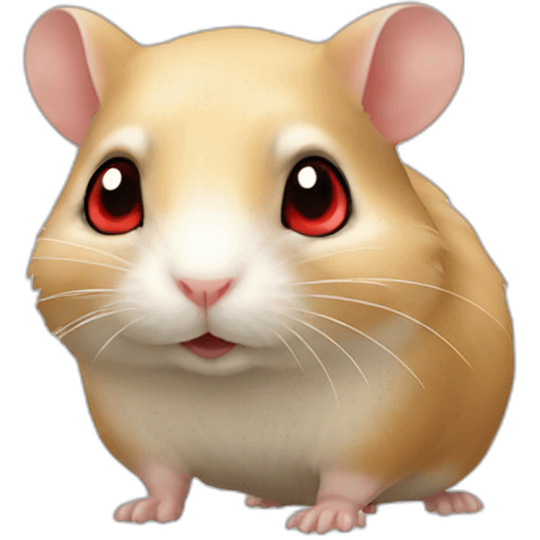 Beige hamster with red eyes. Full body emoji