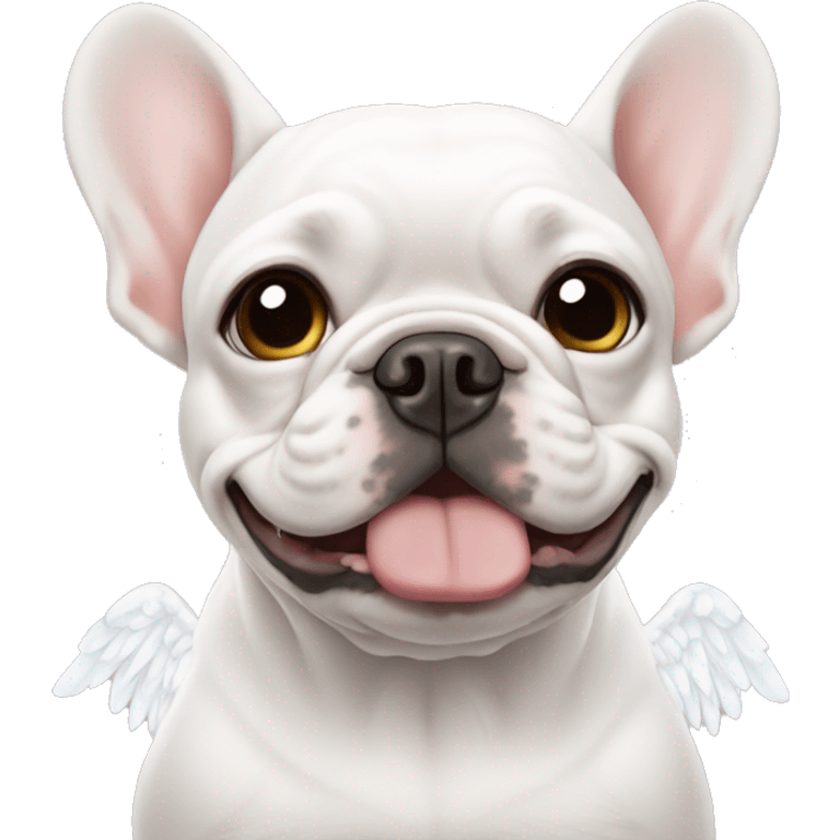 White Frenchie with angel wings emoji