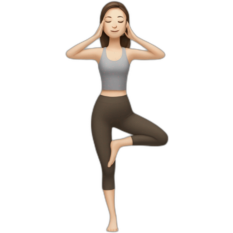 White girl brunette hair in Tadasana yoga emoji