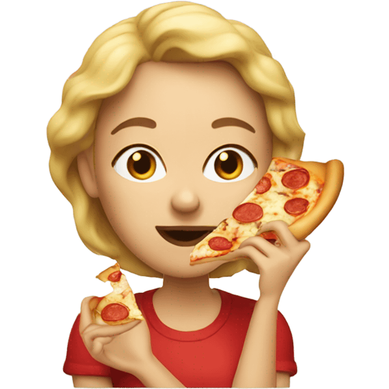 Woman eating pizza  emoji