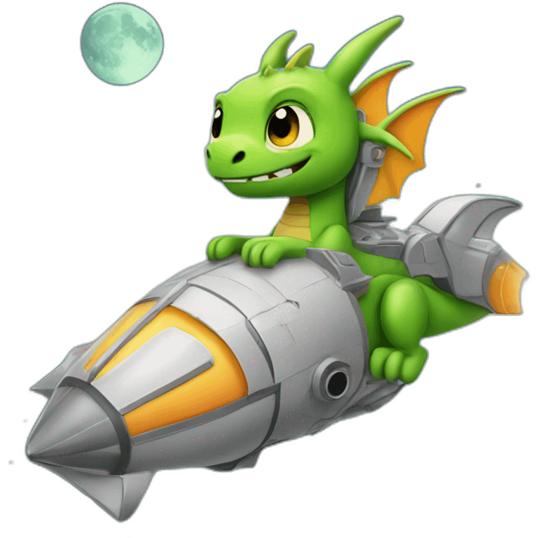 Cute dragon starship to the moon emoji