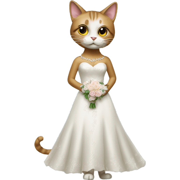 cat standing on two legs in bridal dress emoji