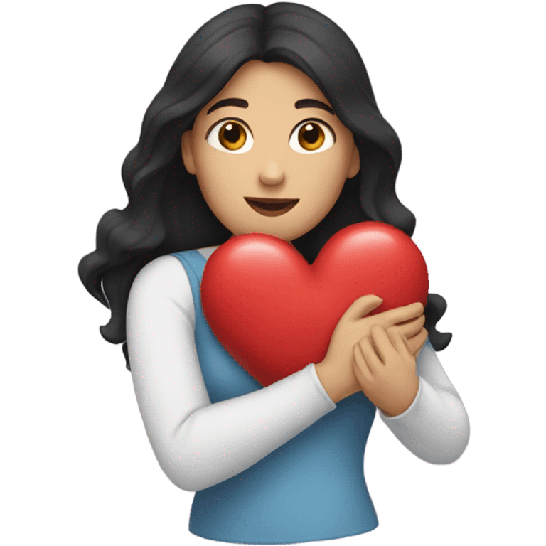 heart hugging heart woman with dark hair emoji