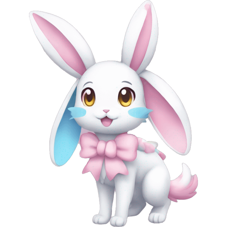 Kawaii Pastel Sylveon-Bunny-Pokémon full body emoji