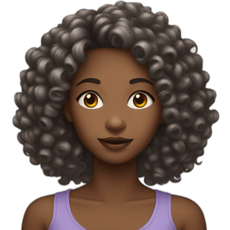 Black girl , with curly haire and very pretty and gay  emoji