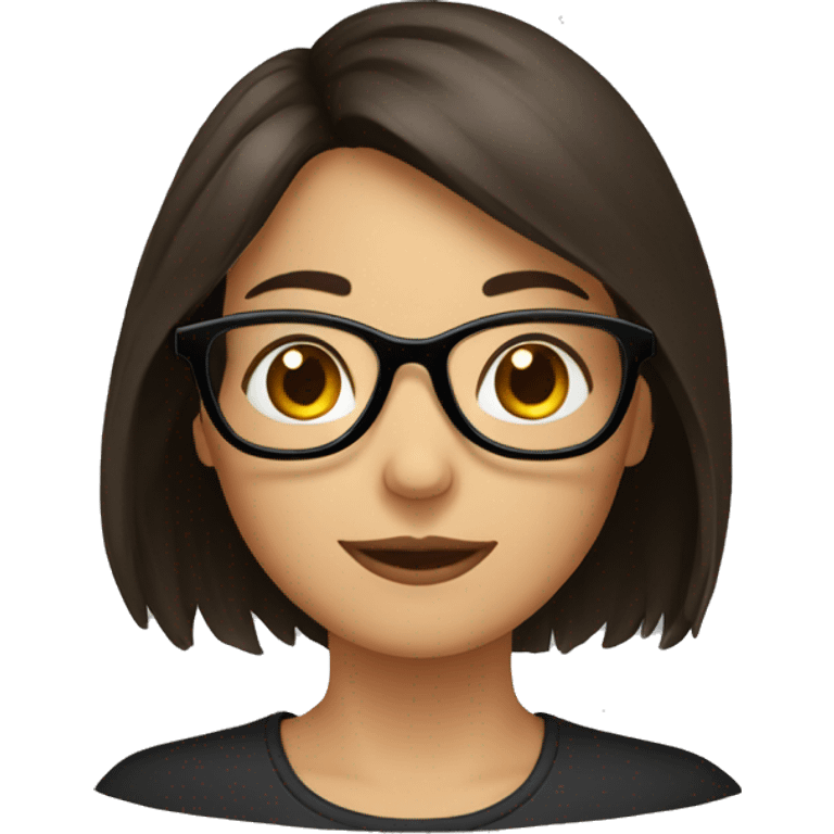 Fille brune avec lunettes noir emoji