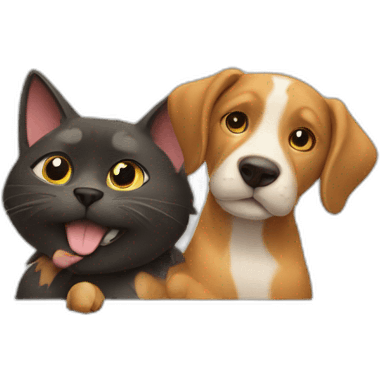 cat and dog play emoji