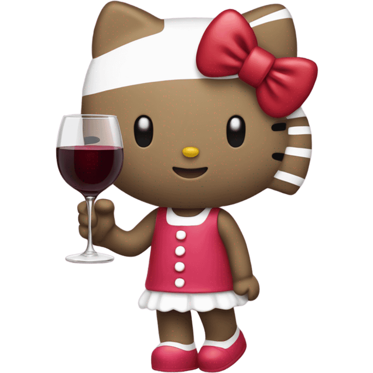 Hello Kitty drinking red wine emoji