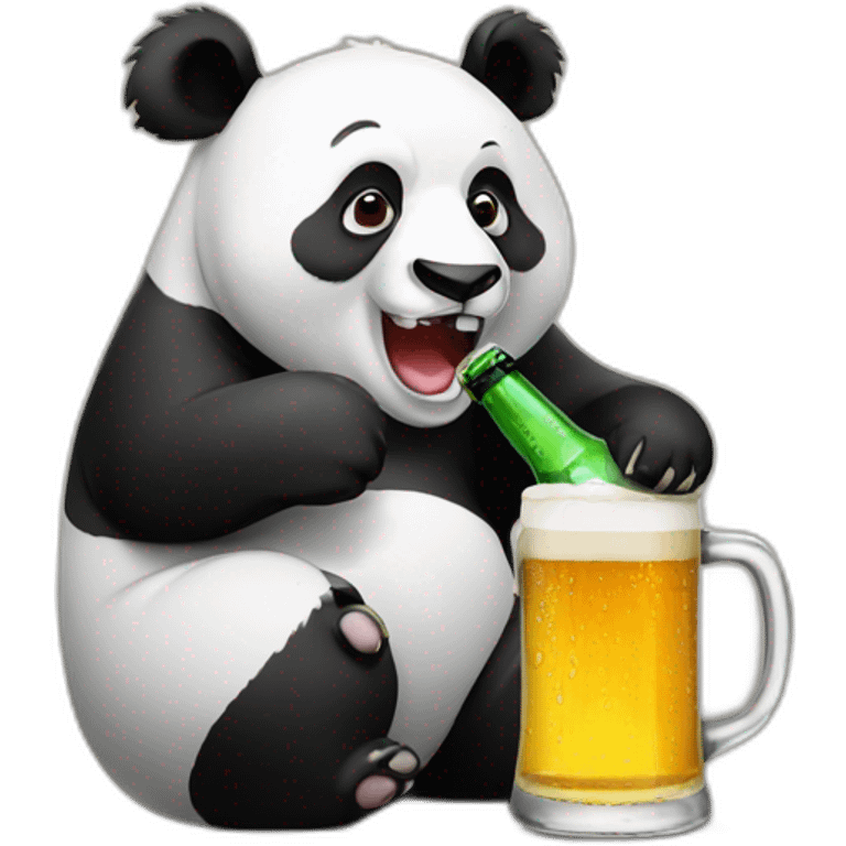 Panda drinking beer emoji