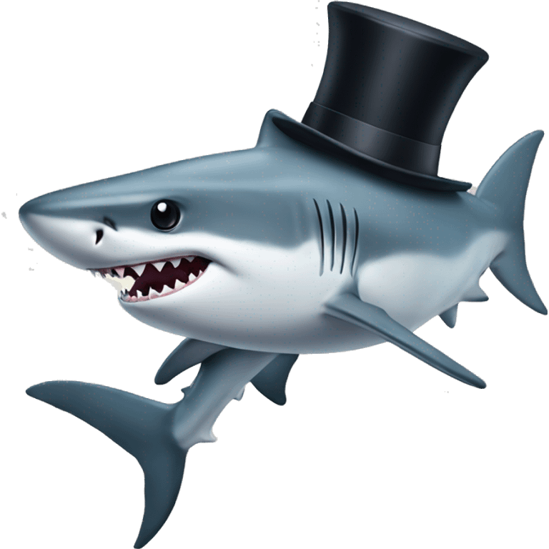 Shark with a top hat emoji