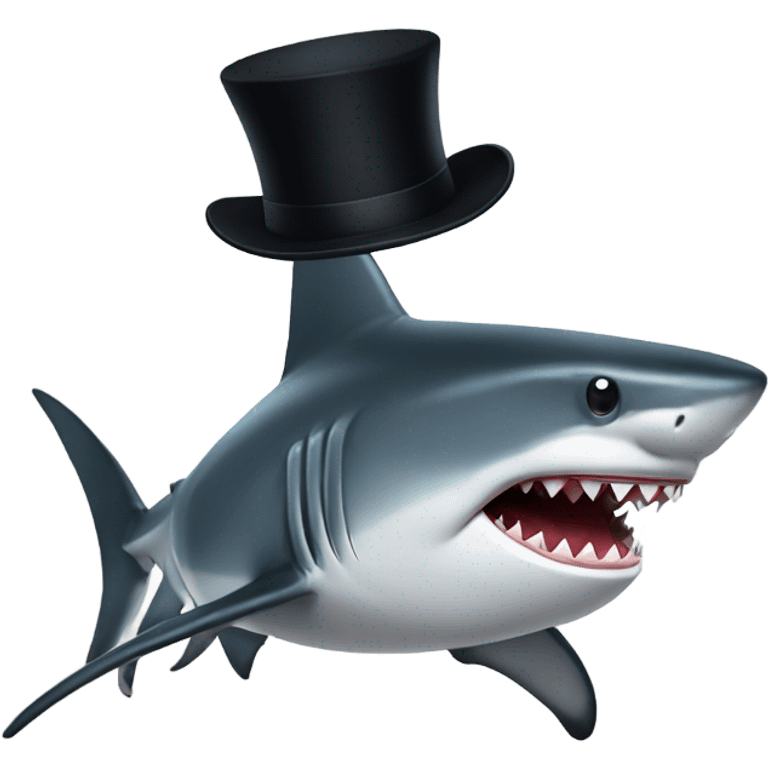 Shark with a top hat emoji