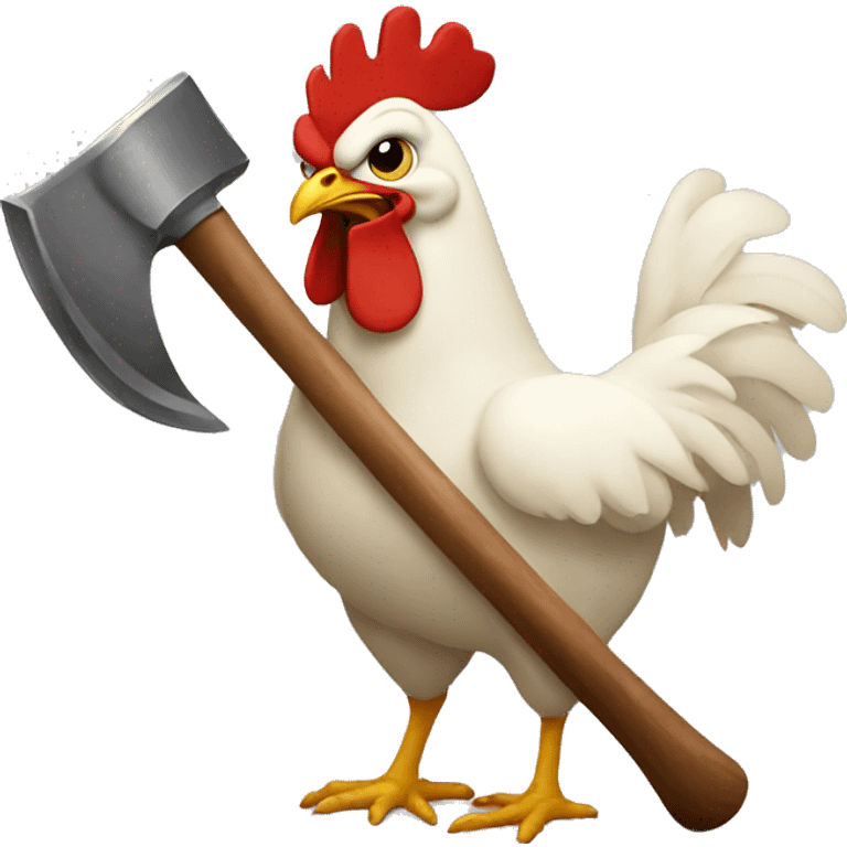 chicken with axe emoji