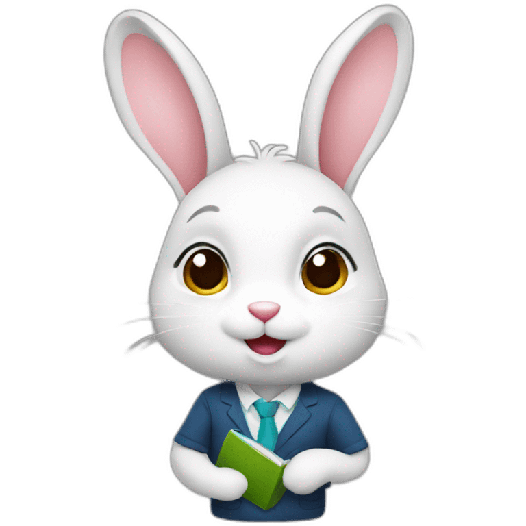 A cute rabbit as a teacher emoji