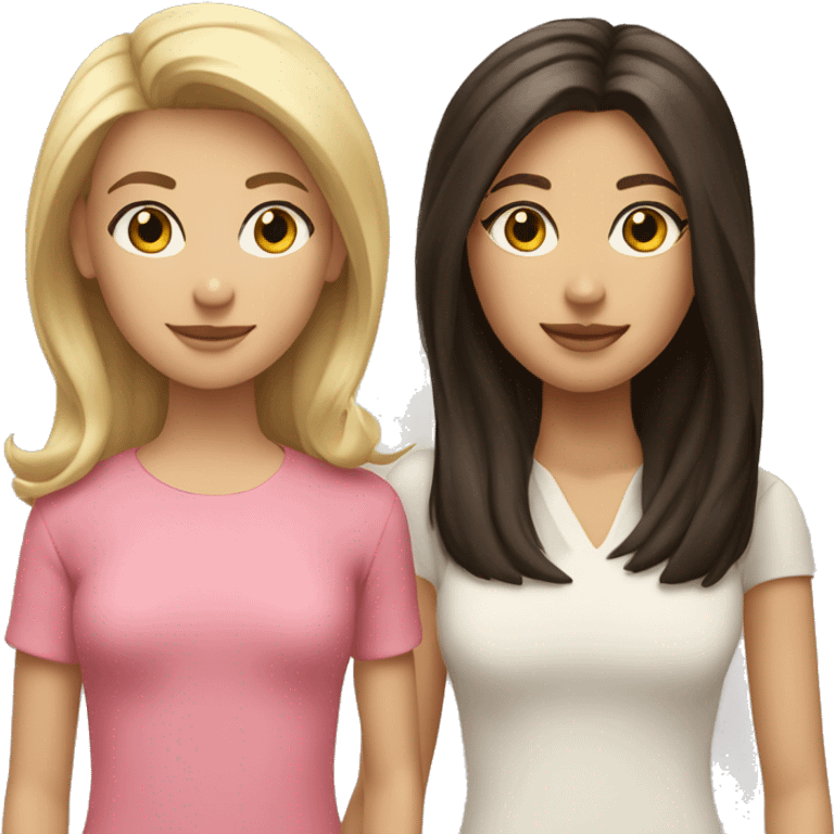 short hair blonde mother and long brunette hair daughter  emoji