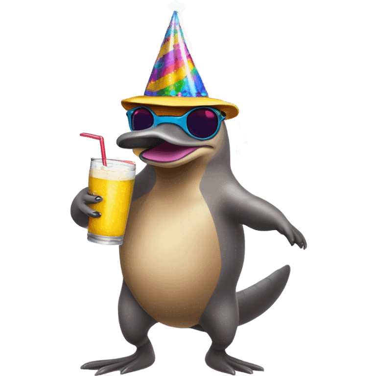 platypus living its best life and partying emoji