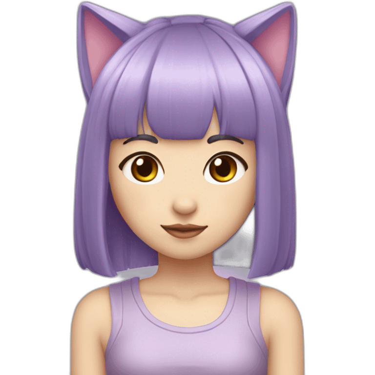 light-purple-blunt-bangs-short-mullet-hair-cat-ear-japanese-girl emoji