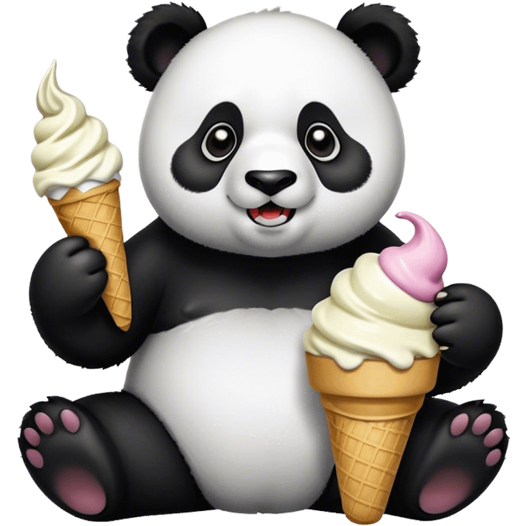 Panda eating ice cream emoji