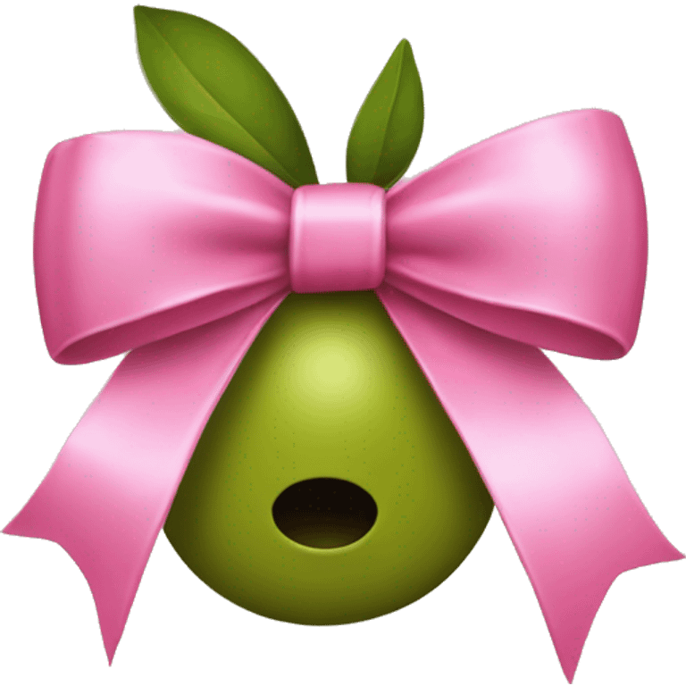 green olive with pink bow emoji