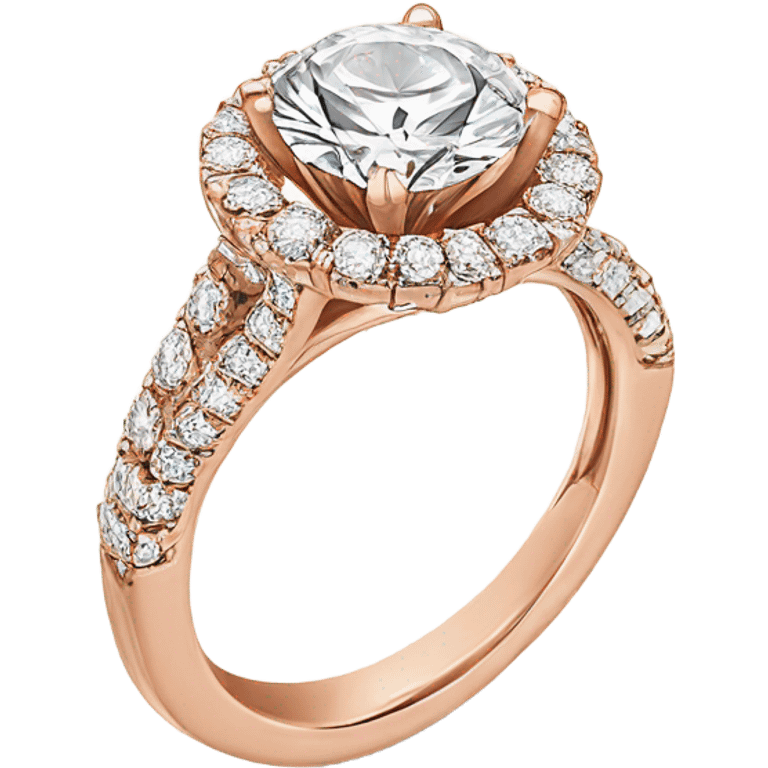 Rose gold engagement ring with round diamond emoji