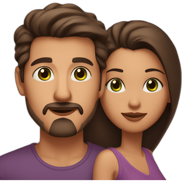 A couple of one man with dark short hair, a goatee and brown eyes and a Moroccan woman with brown hair and green eyes emoji