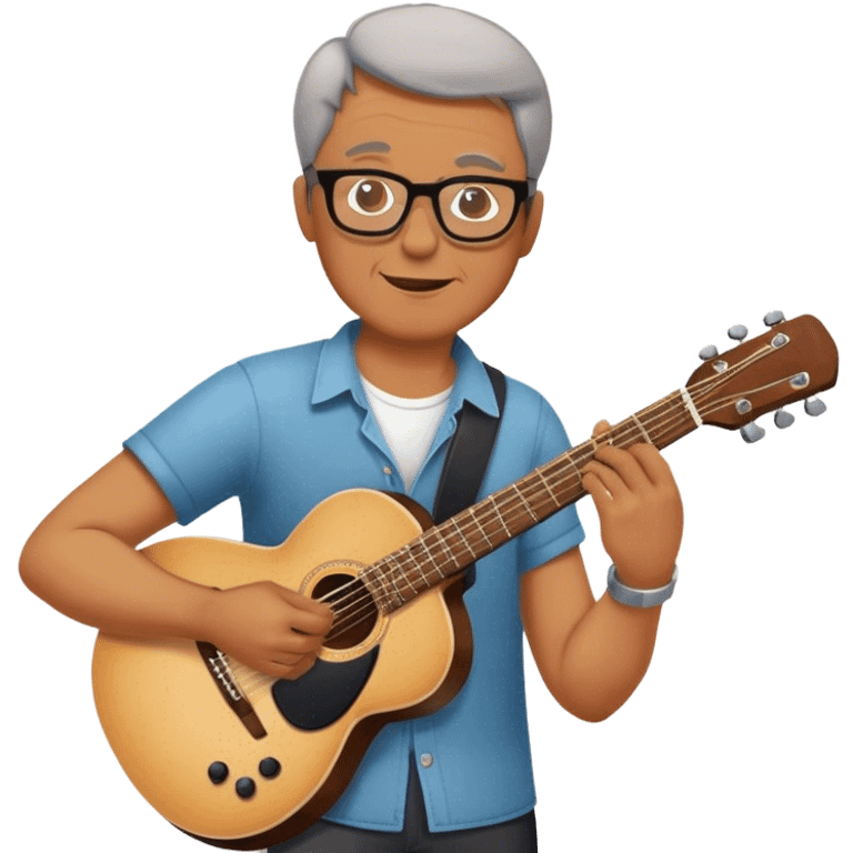 middle-aged man in glasses, musician, instrument, guitar, piano, violin, performance, music, playing, melody, talent, sound, notes, skilled, artist, creativity emoji