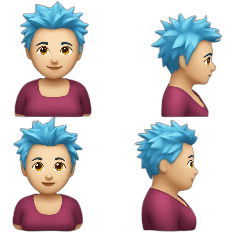 Older fat lesbian Chilean very short spiky bright blue hair emoji