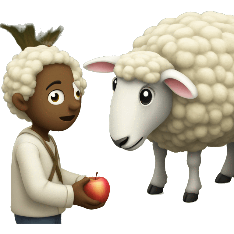 sheep looking at apple god emoji