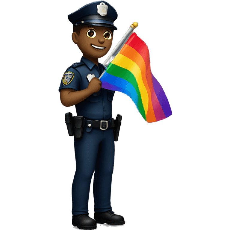 Police officer holding pride flag emoji