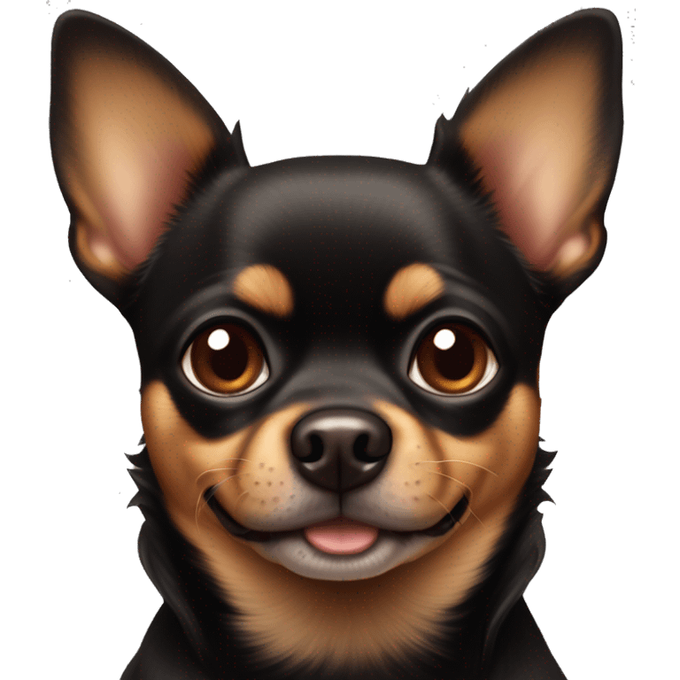 Black and brown chihuahuas that’s fat that looks like a mini Rottweiler emoji