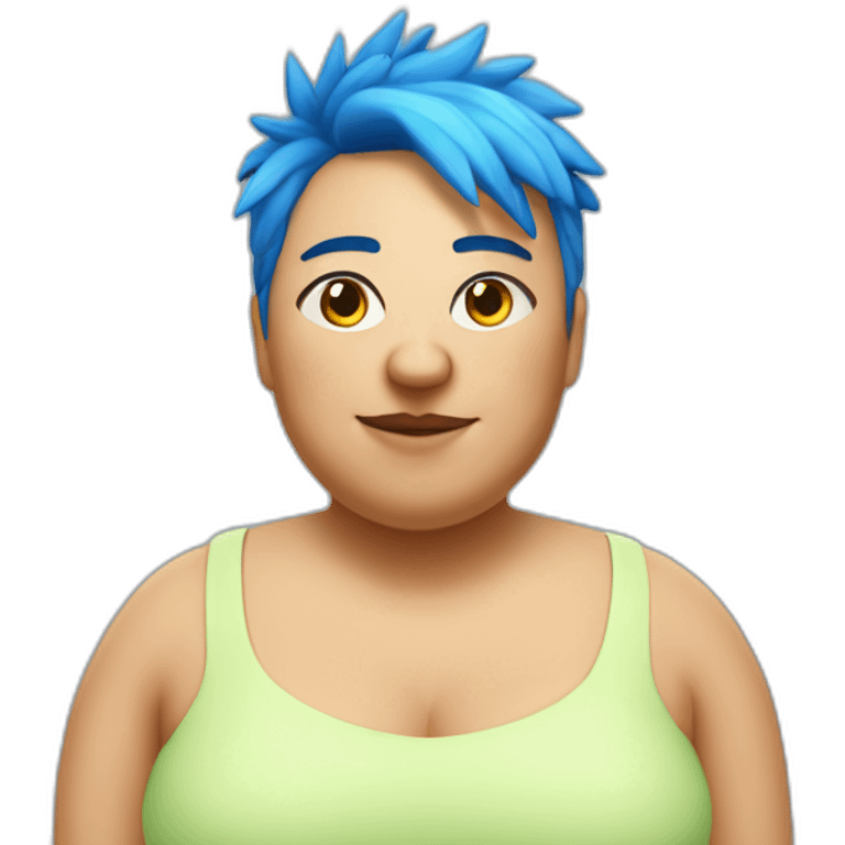 Older fat lesbian Chilean very short spiky bright blue hair emoji