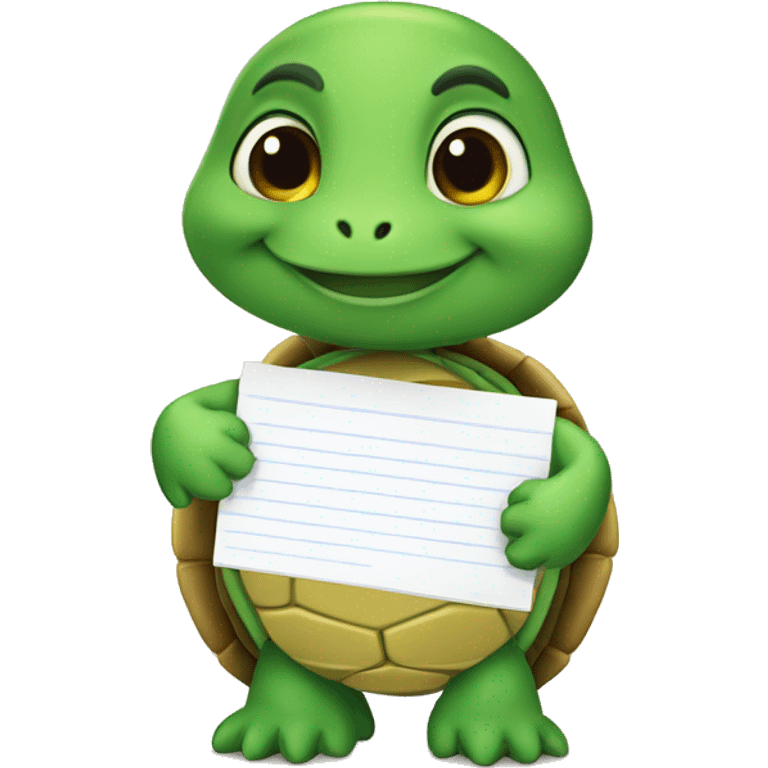 A cute little turtle with a task list asking people to join the party. emoji