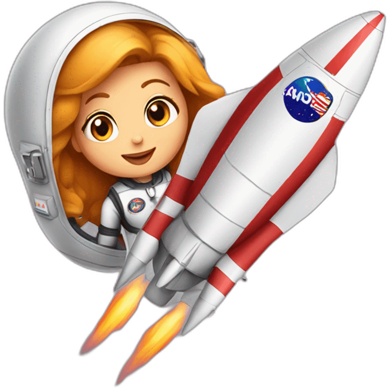 pom pro girl inside a rocket emoji