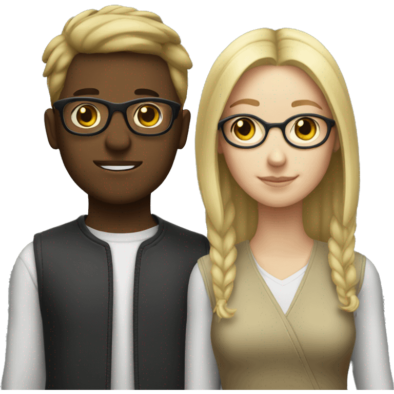 blonde girl and brunette boy with glasses  emoji