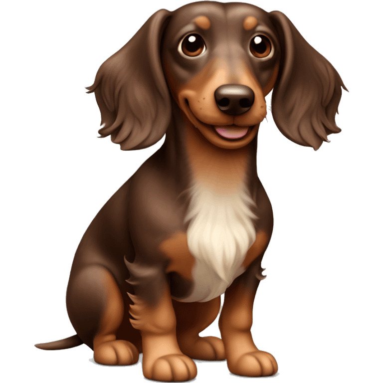 fuzzy ear mini longhaired sporty dapple wiener dog chocolate and cream emoji