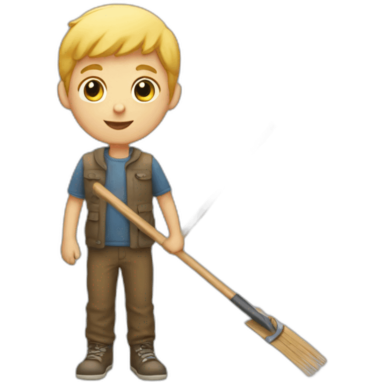 white kid holding a rake emoji