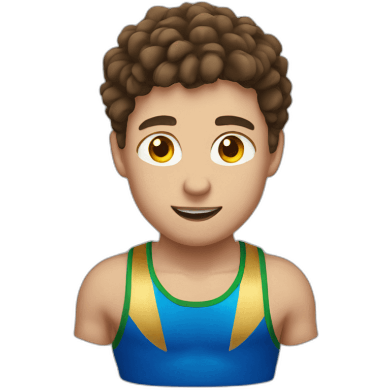 Wrestler with short brown hair and gold medal  emoji