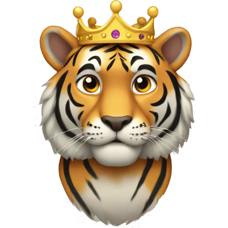 Tiger full body wearing a crown animated emoji