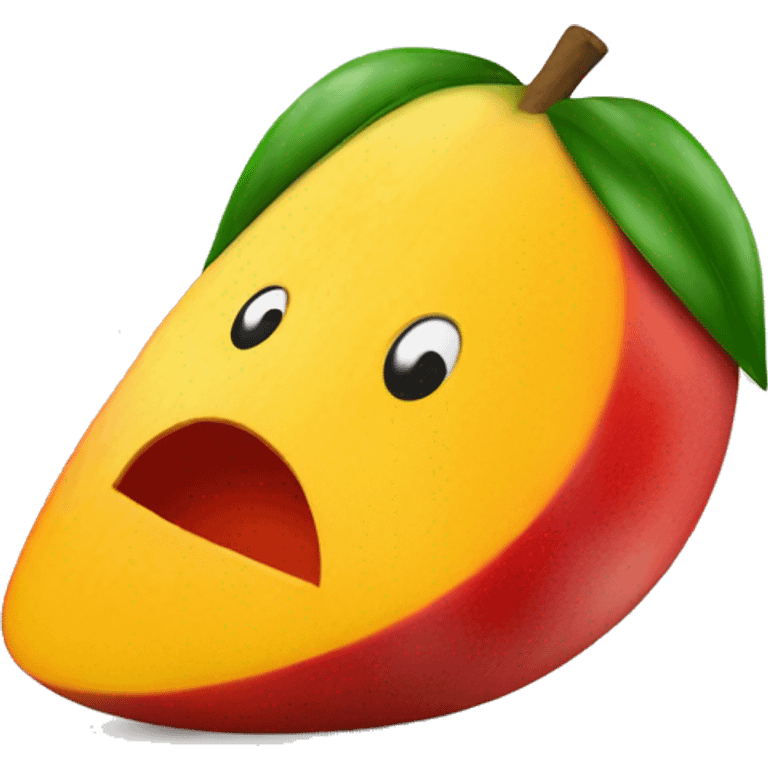 A sliced up mango with red tajin on it emoji