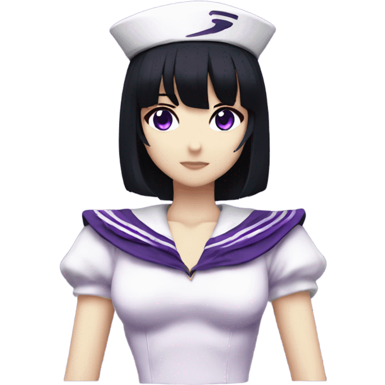 Sailor Saturn, black bob hair, purple eyes, anime charact emoji