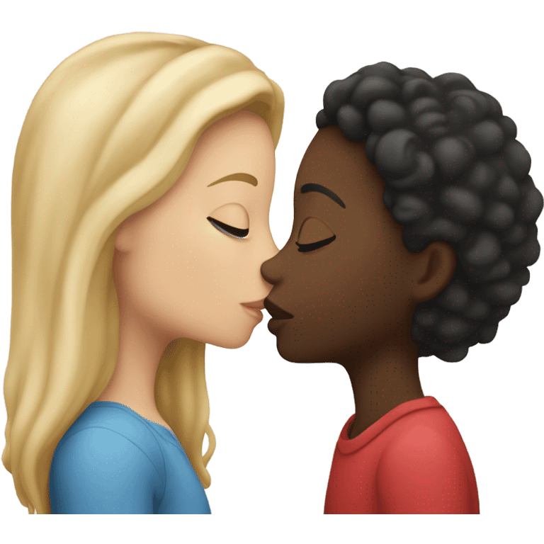 one white girl and one black girl kissing emoji