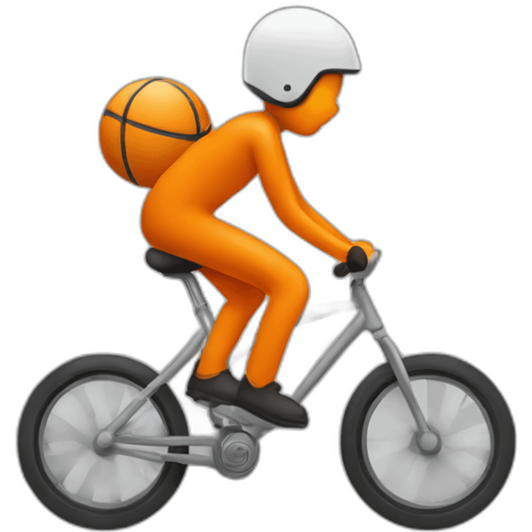 orange stick figure riding a bike uphill emoji