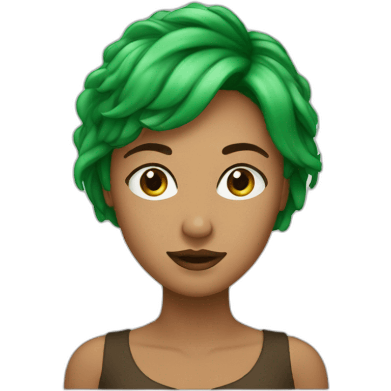 Femme avec yeux vert, cheveux court et marrons emoji