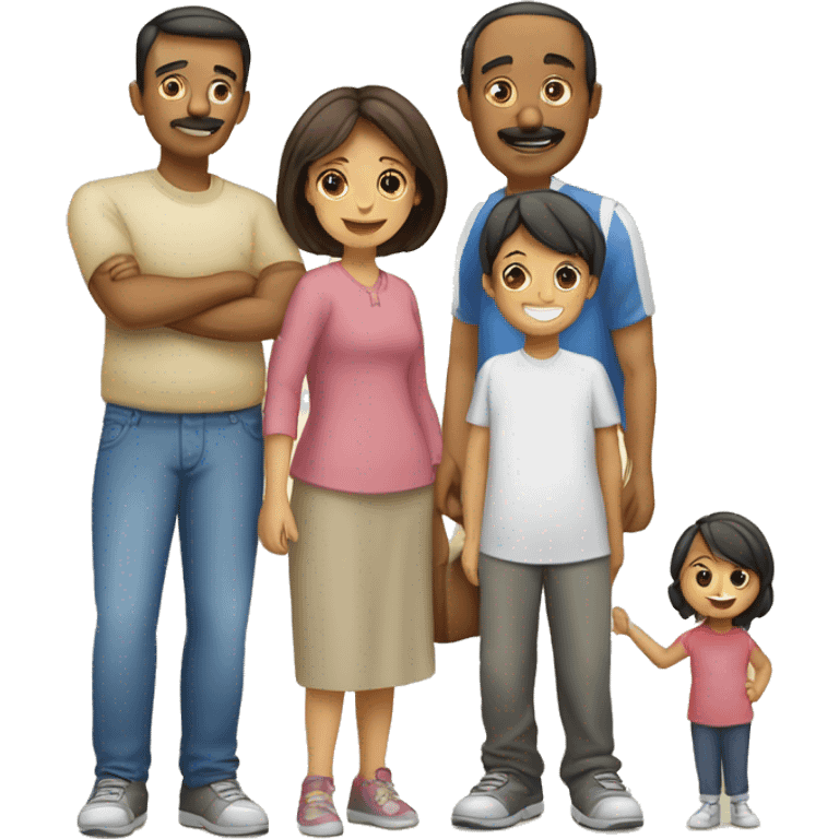 familia de papa, mama y 2 niños mayores y 1 niña menr  emoji